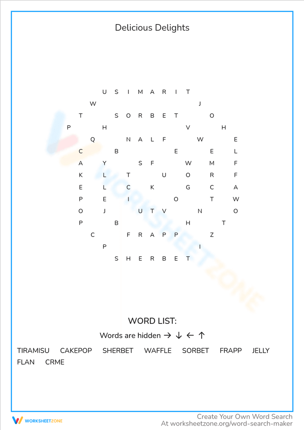 Discover Delicious Delights: A Sweet Worksheet - Page 1