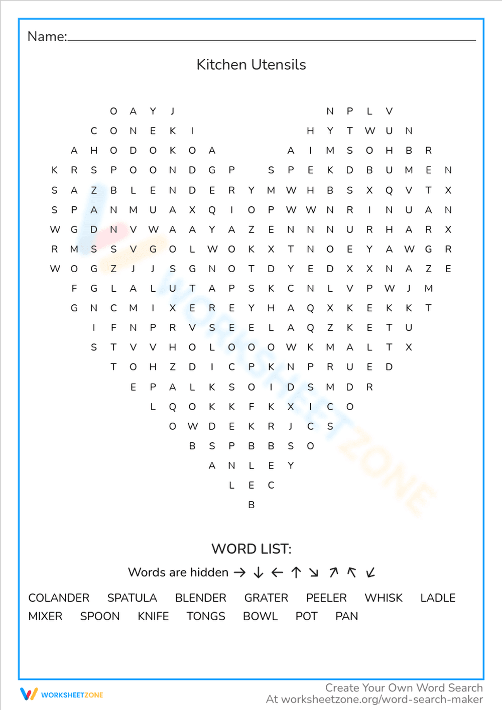 Discover Kitchen Utensils: A Fun Worksheet - Page 1