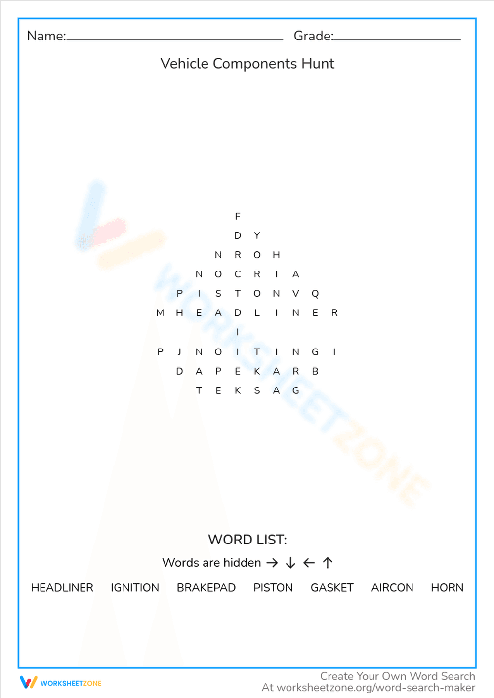 Vehicle Components Hunt: Find and Learn - Page 1