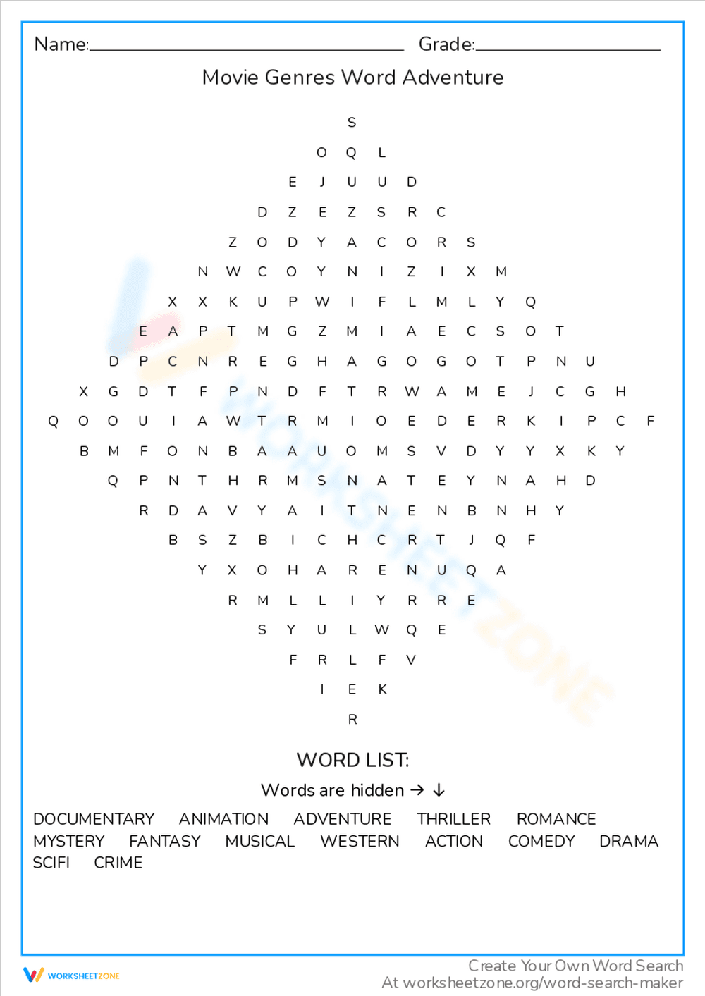 Movie Genres Word Adventure: Classify Films - Page 1