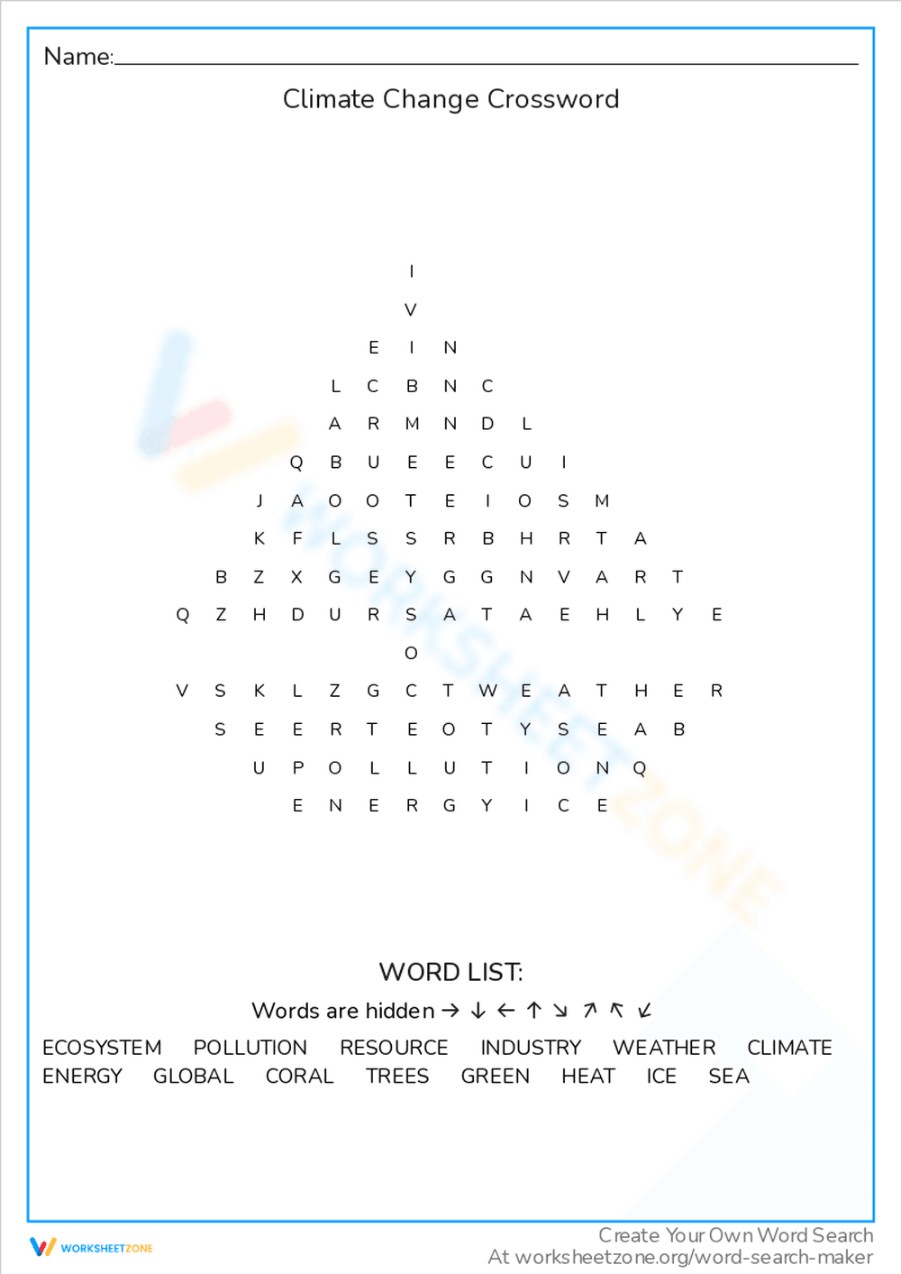 Climate Change Crossword: Learn Terms - Page 1