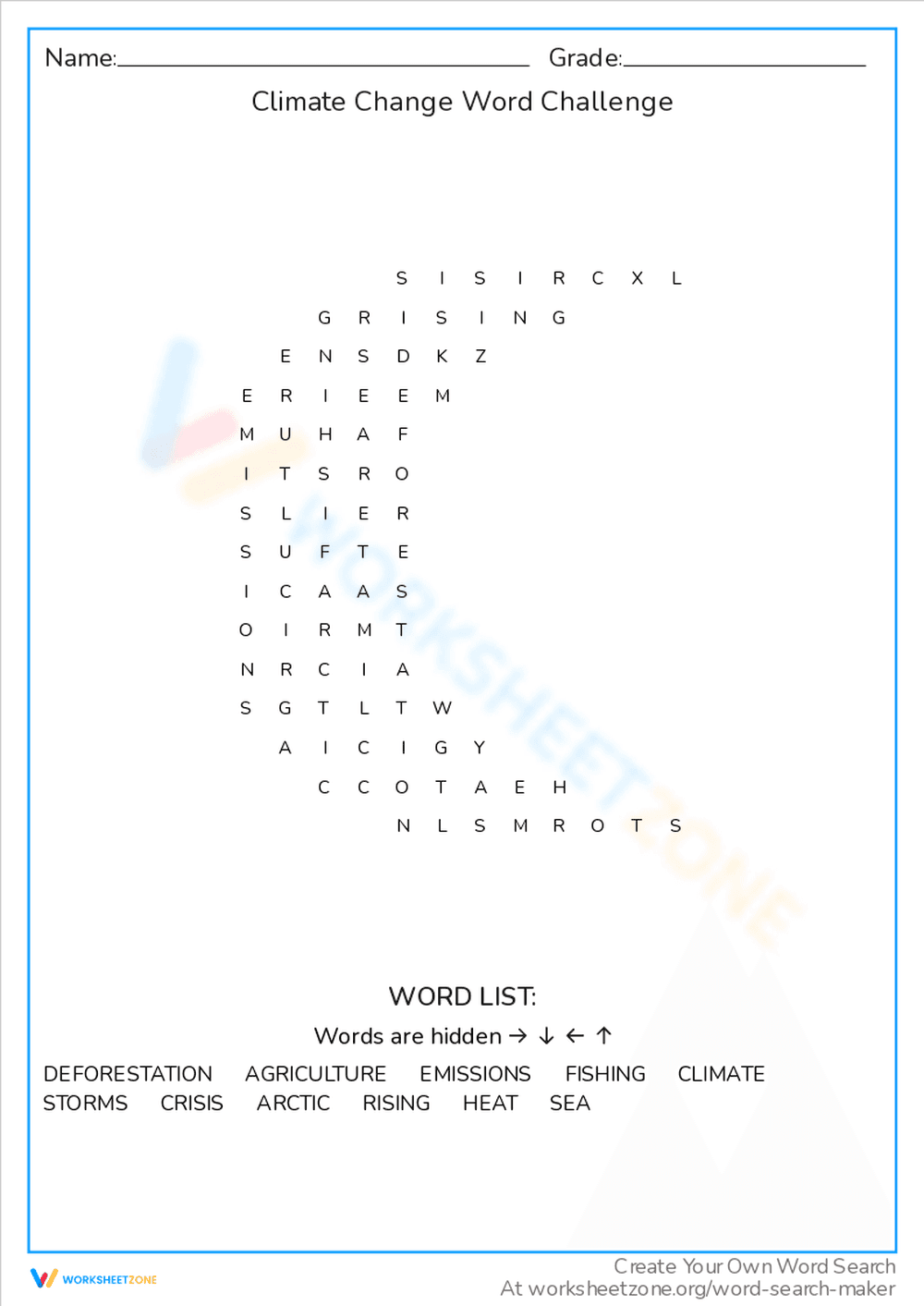 Climate Change: Word Challenge Activity - Page 1