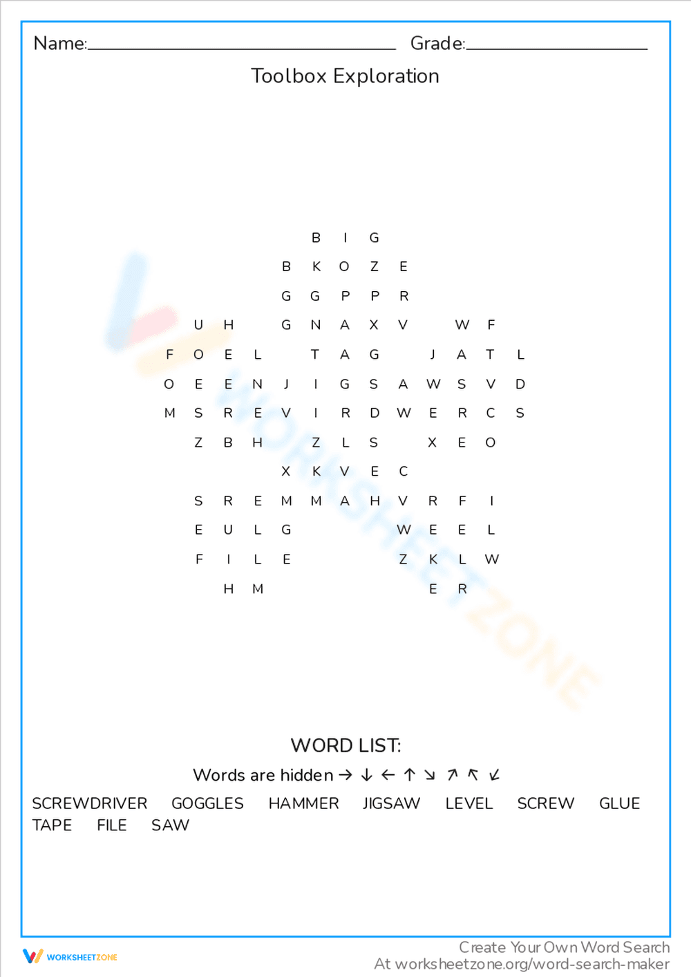 Toolbox Exploration: A Word Search Adventure - Page 1
