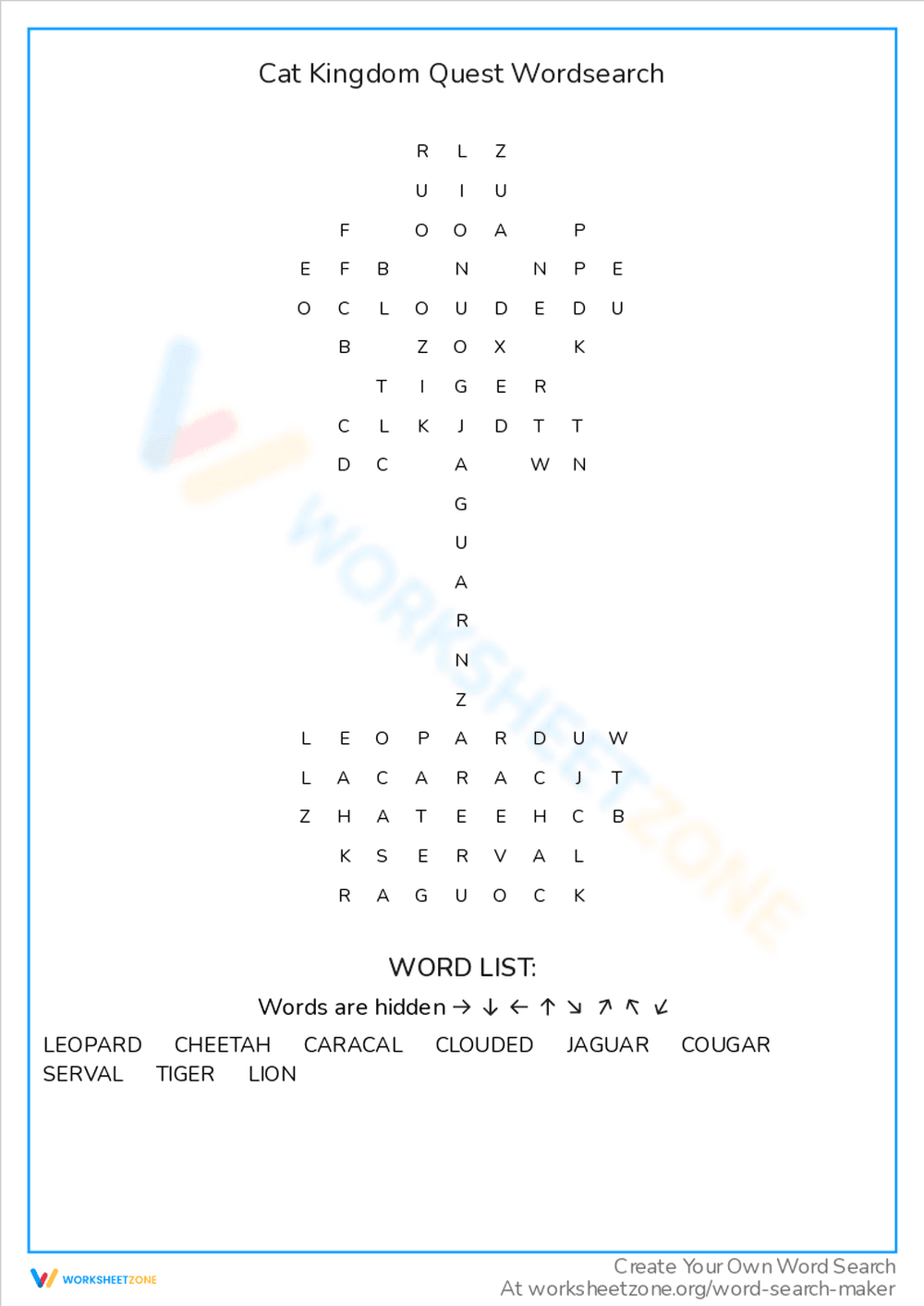 Cat Kingdom Quest Word Search - Page 1