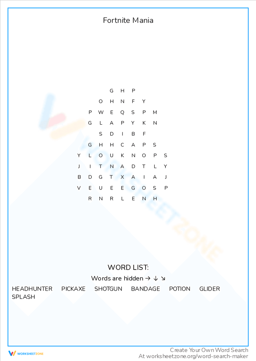 Fortnite Mania Word Search Challenge - Page 1