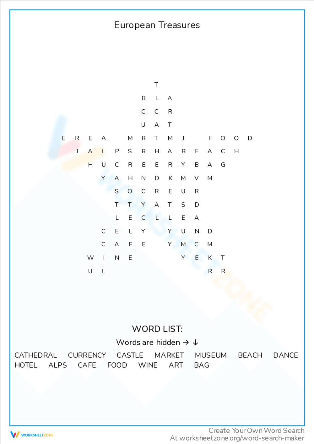Find the Best European Treasures with this Activity - Page 1