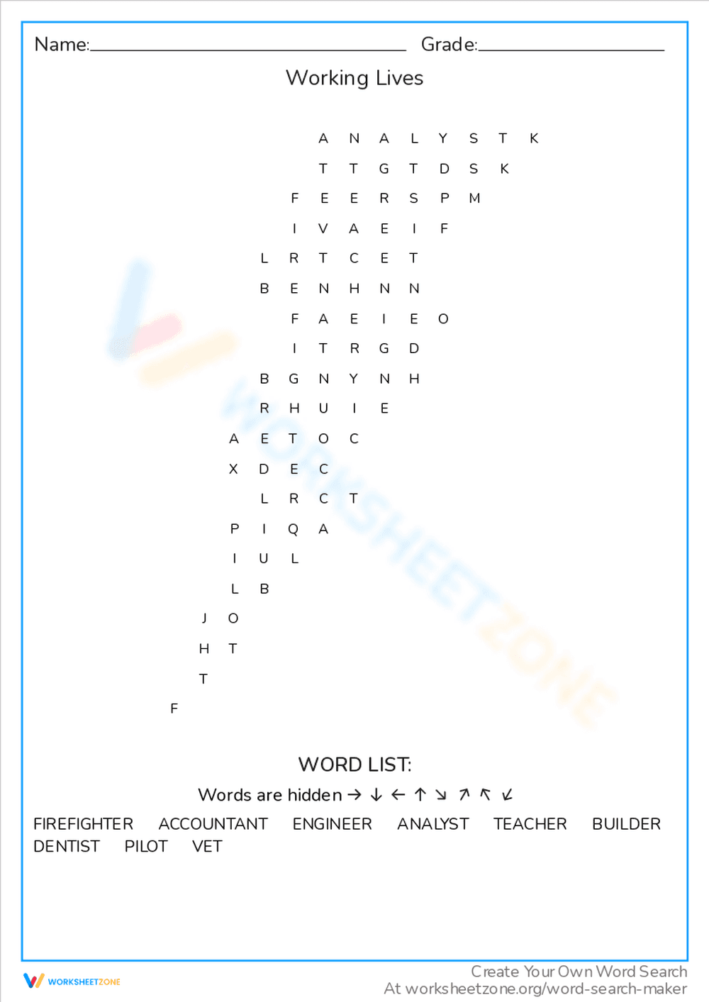 Exploring Working Lives: A Career Worksheet - Page 1