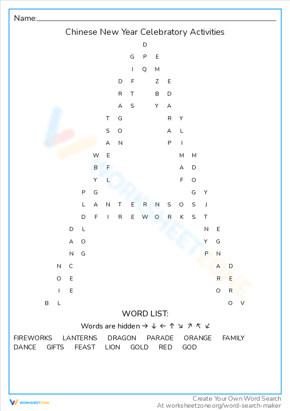 Celebratory Activities of Chinese New Year Worksheet - Page 1