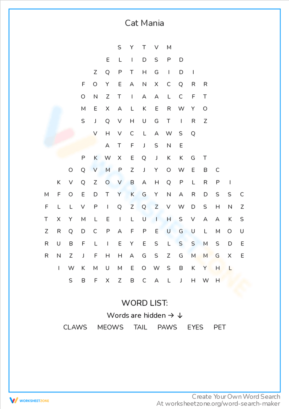 Cat Mania Worksheet - Page 1