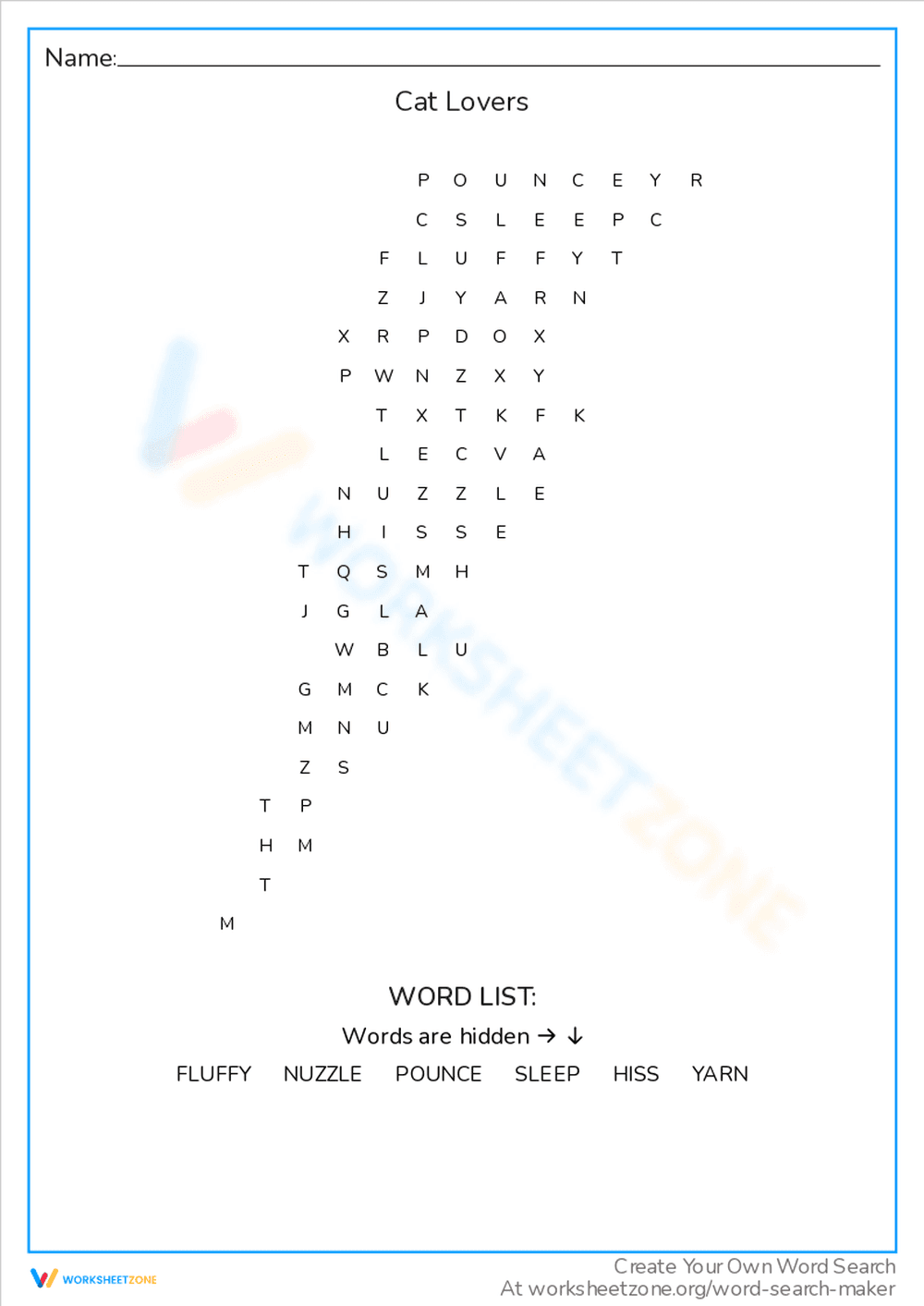 Cat Lovers Worksheet - Page 1