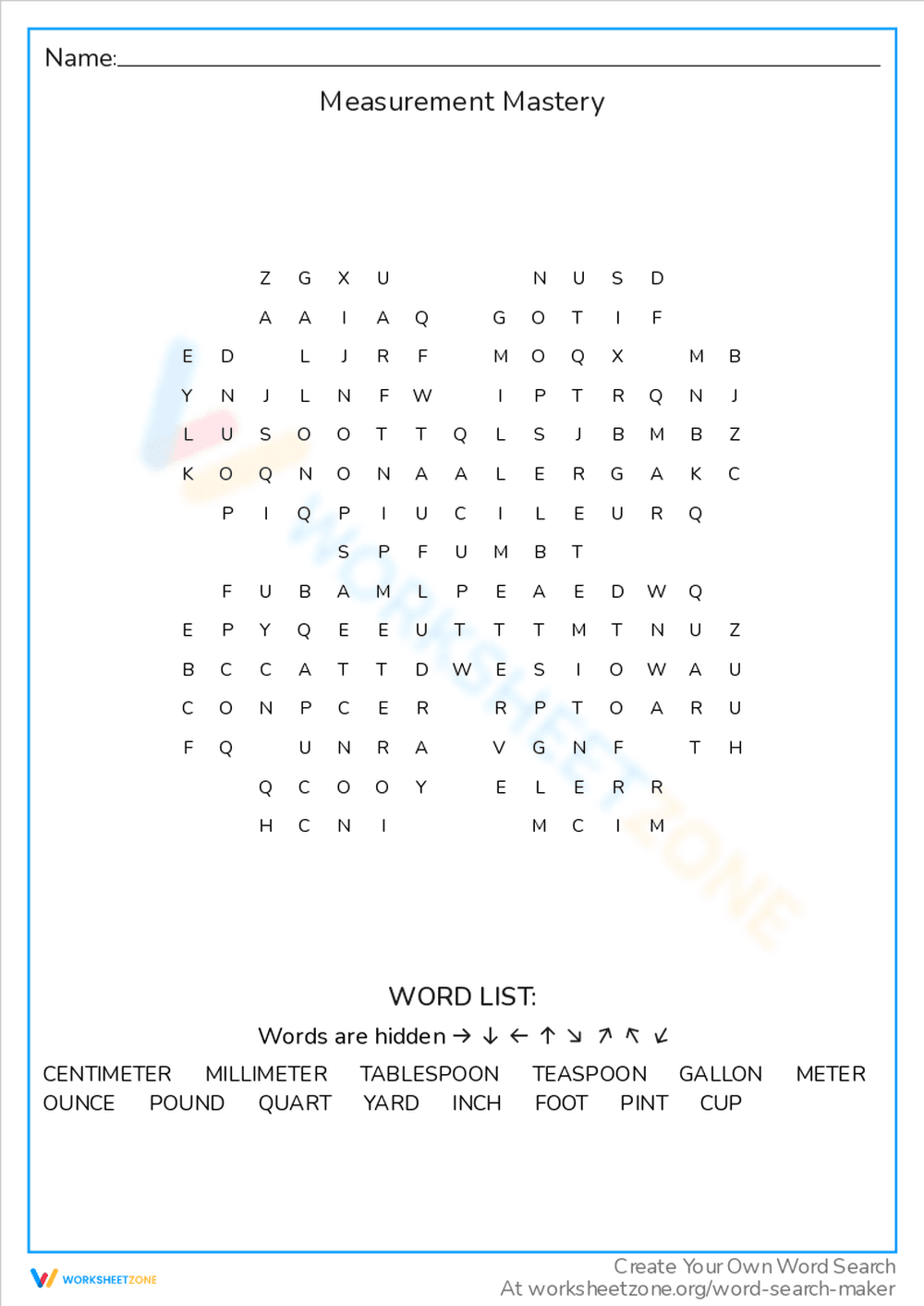 Measurement Mastery Worksheet - Page 1