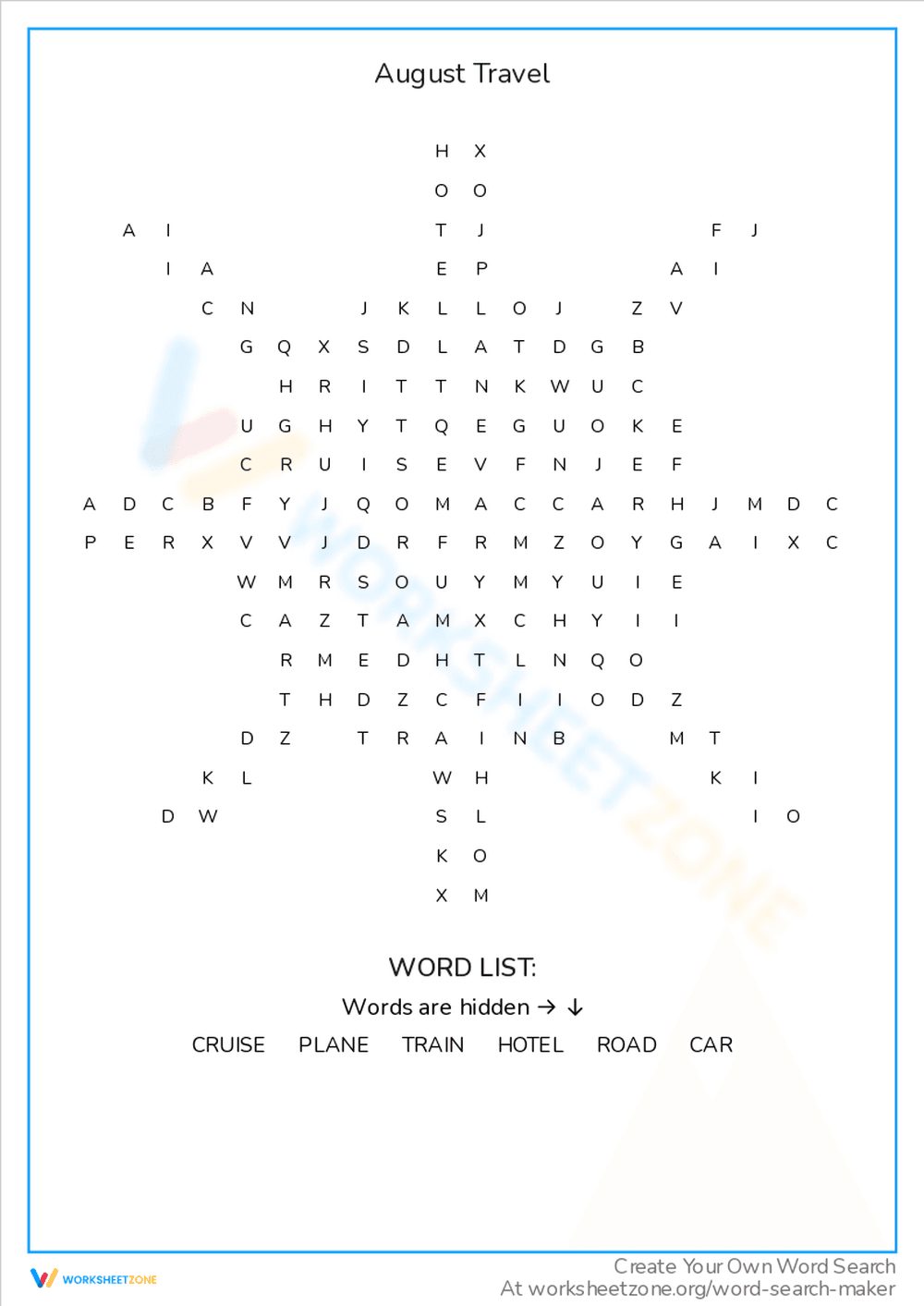 Plan Your August Travel with this Worksheet - Page 1