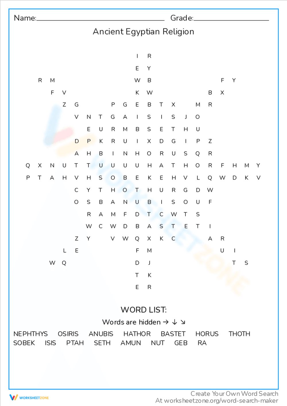Explore Ancient Egyptian Religion Worksheet - Page 1