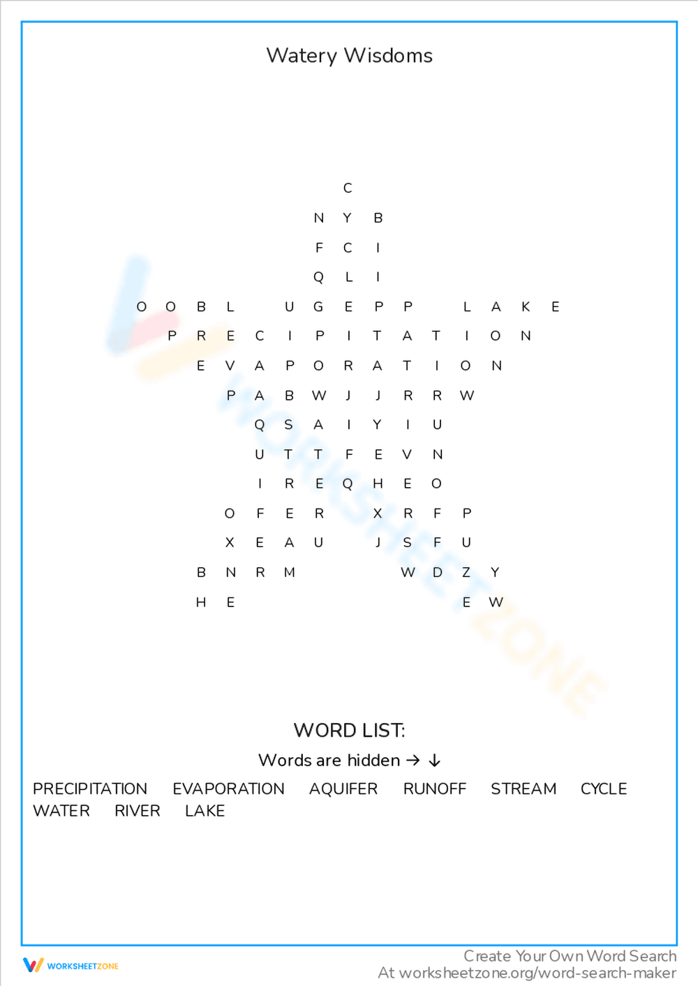 Explore Watery Wisdoms with This Fun Worksheet - Page 1