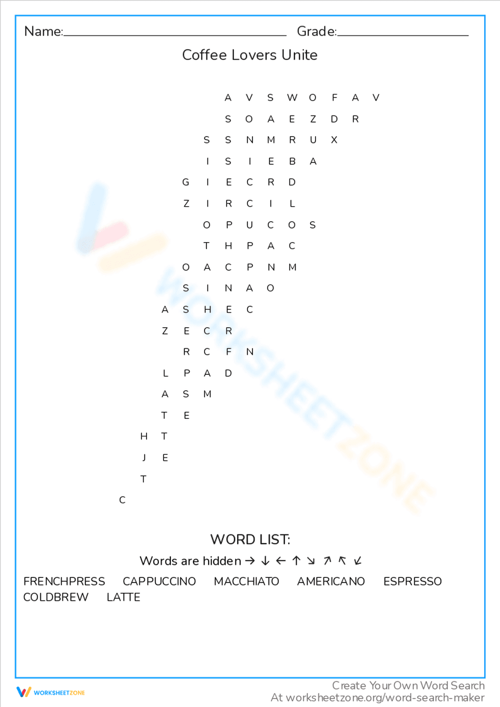 Coffee Lovers Unite: Word Search Fun - Page 1