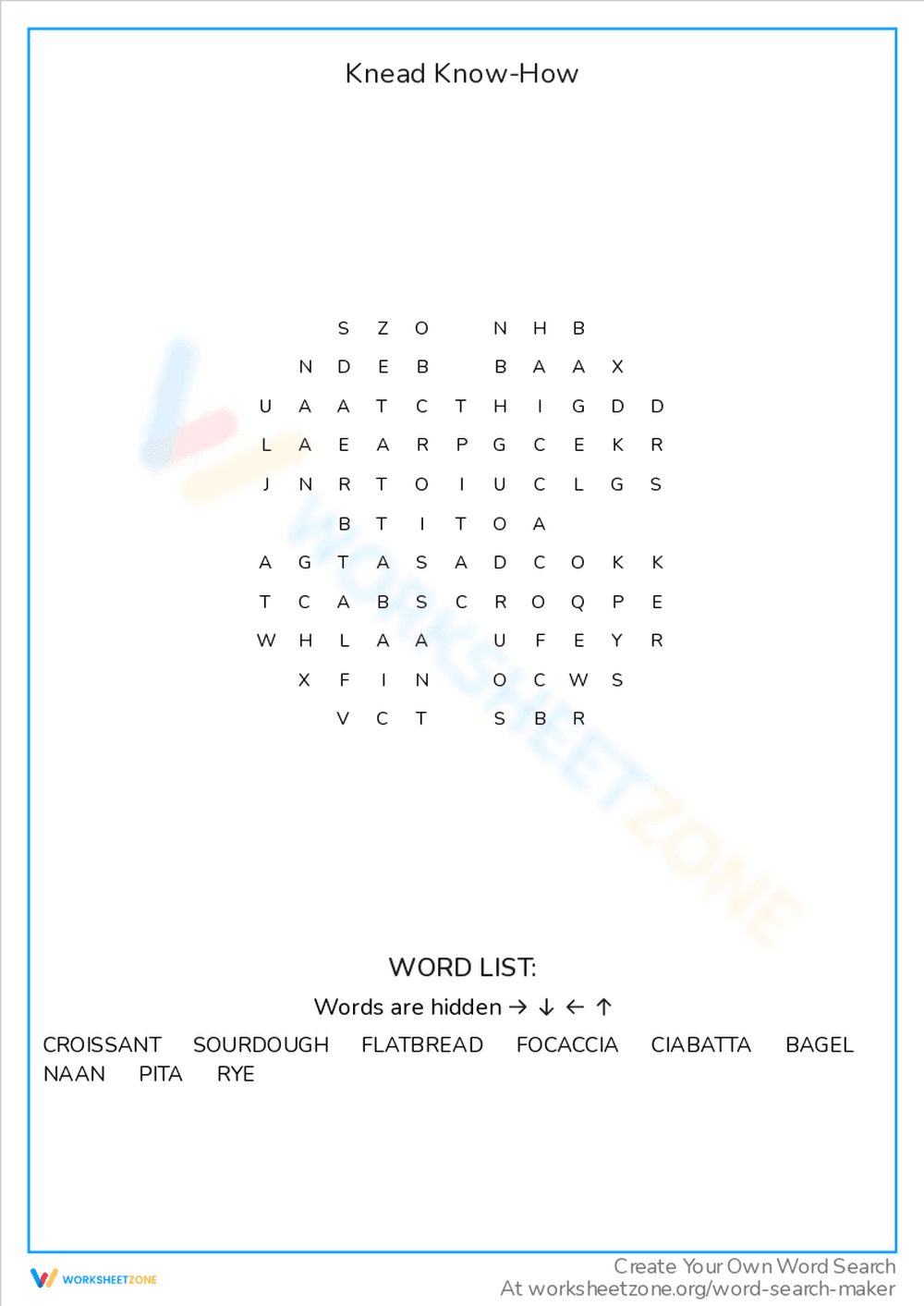 Knead-to-Know Word Search - Page 1