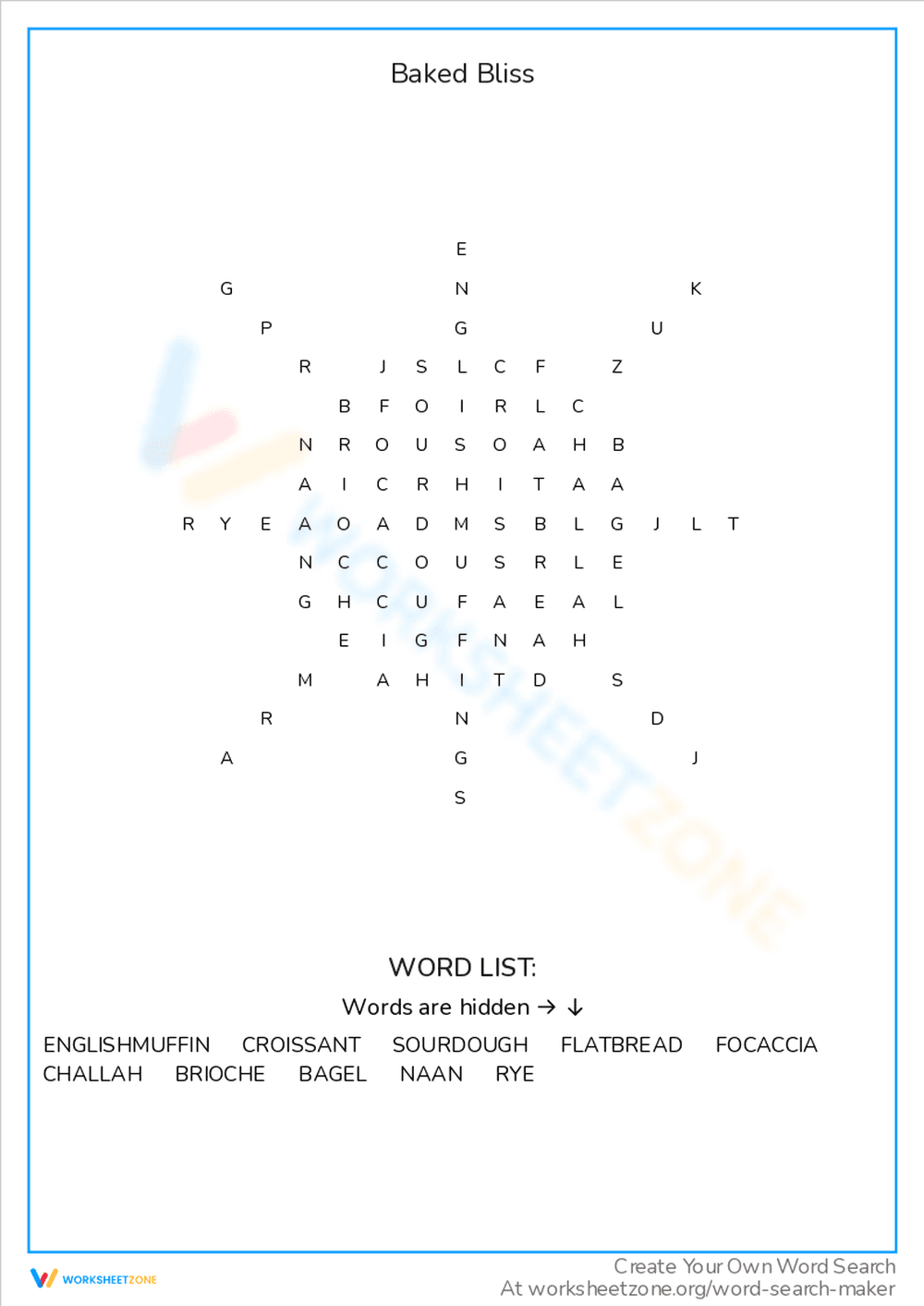 Baked Bliss Word Search - Page 1