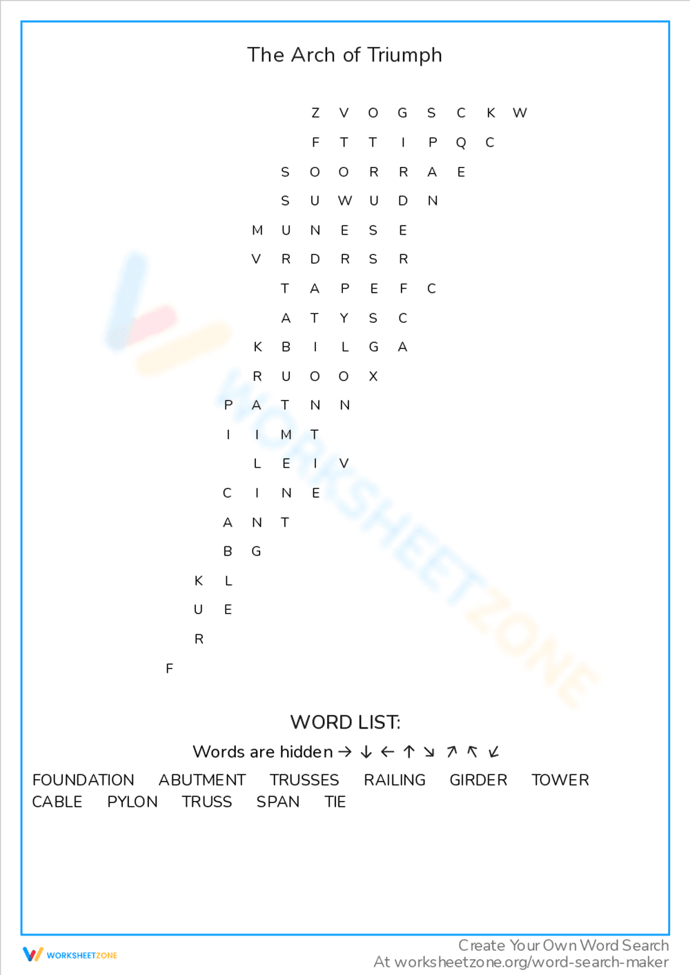 The Arch of Triumph Worksheet - Page 1