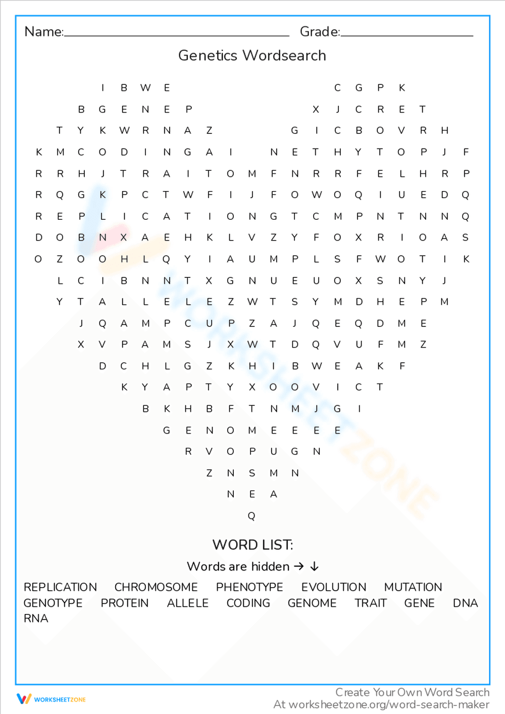 Genetics Word Search: Explore Heredity - Page 1