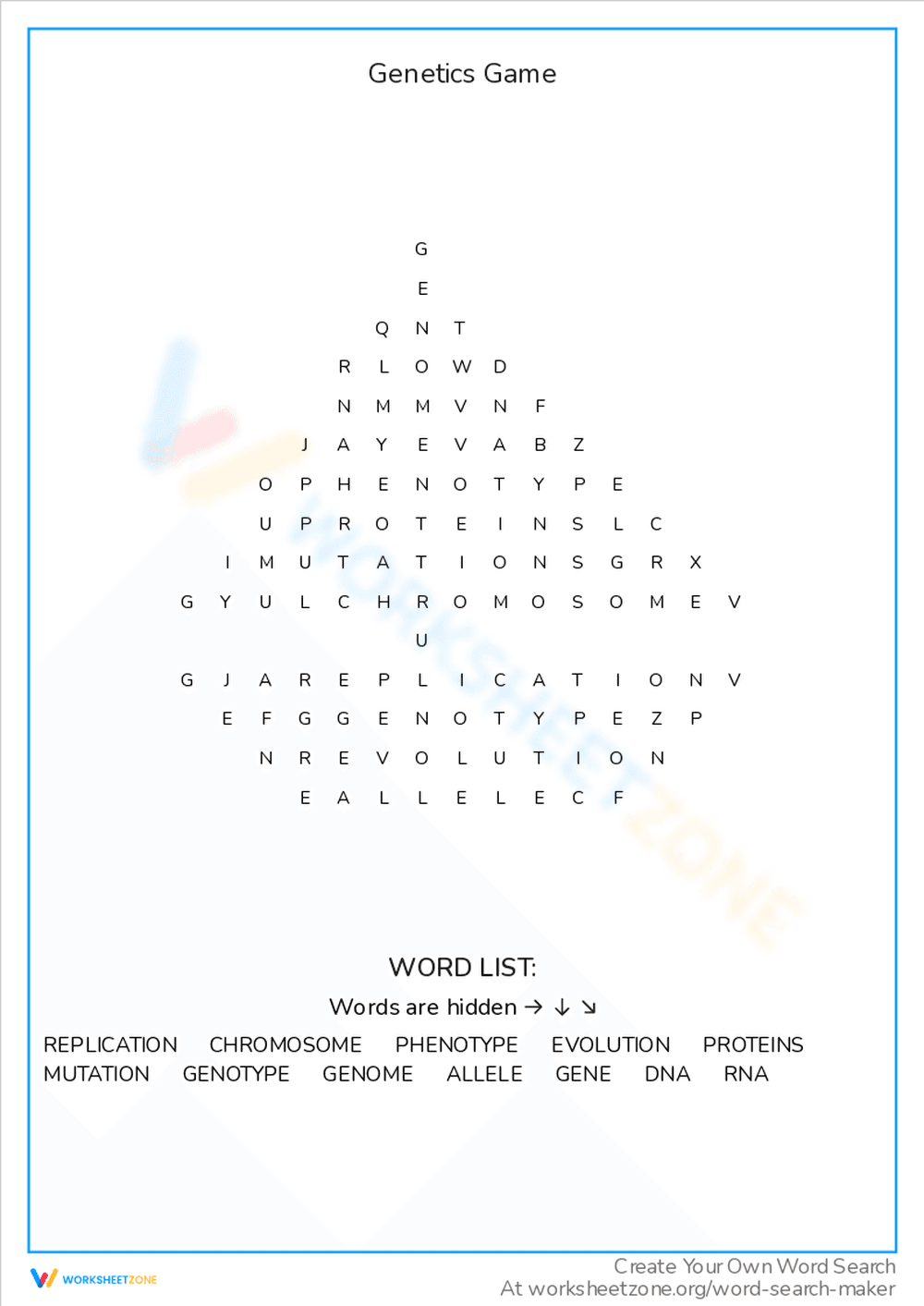 Play the Genetics Game: An Interactive Worksheet - Page 1