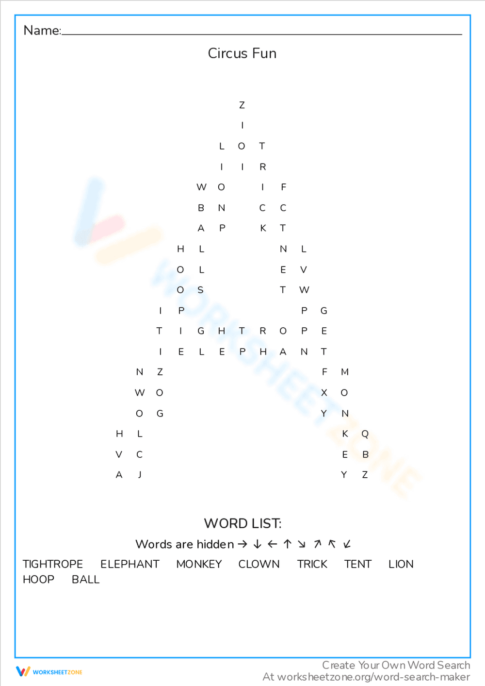 Join the Circus Fun with This Word Search! - Page 1