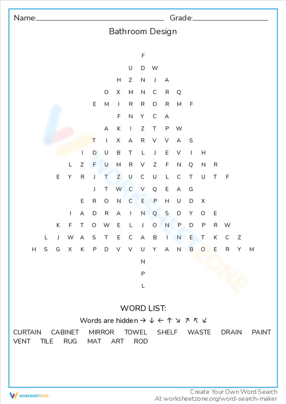 Bathroom Design Word Search: Creative Ideas - Page 1