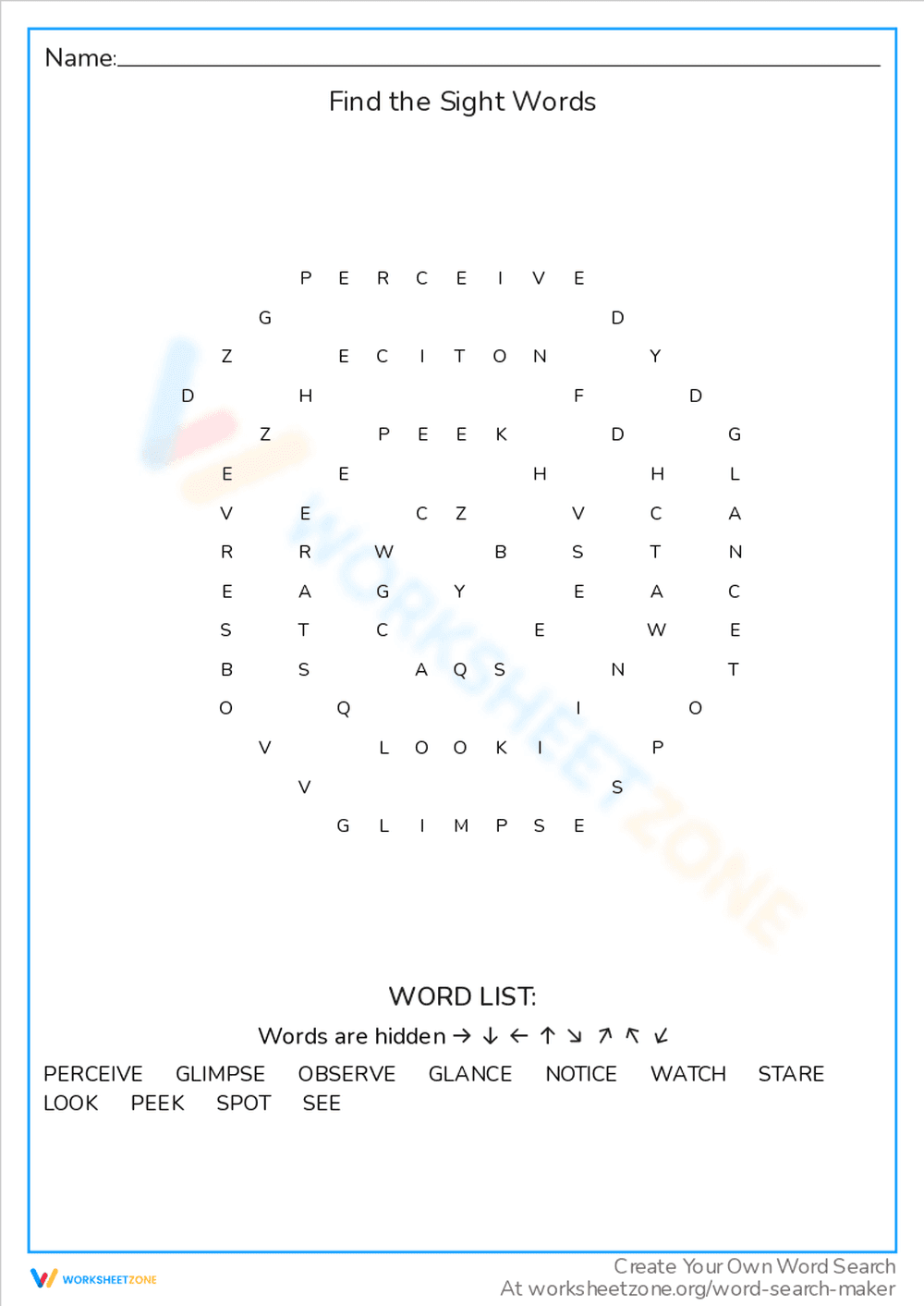 Find the Sight Words Worksheet - Page 1