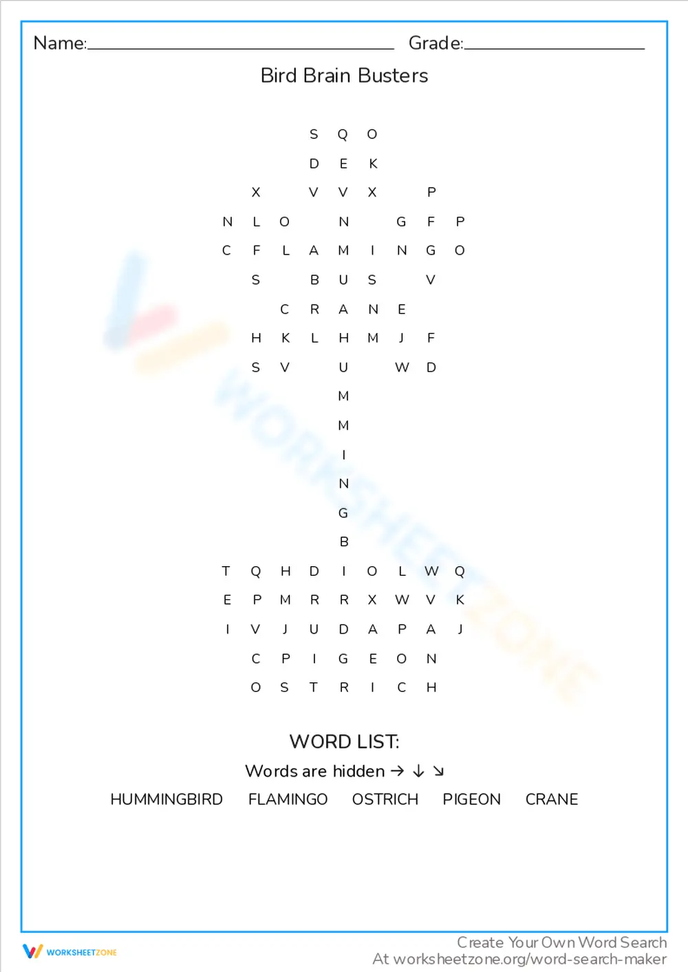 Bird Brain Busters Worksheet - Page 1