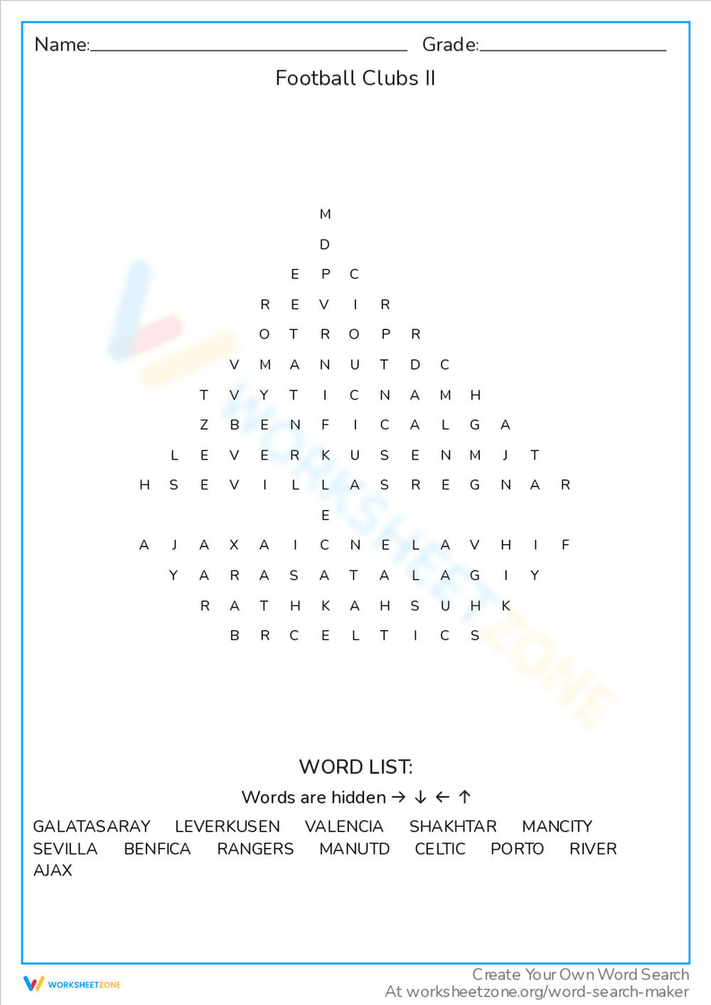 Explore More Football Clubs with This Worksheet - Page 1
