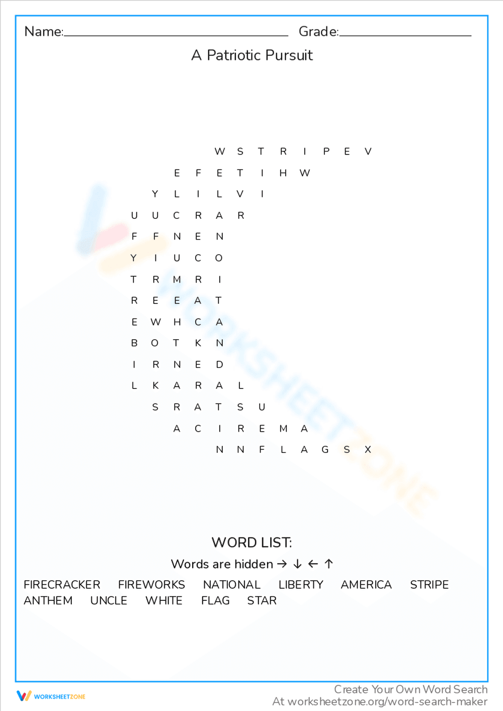 A Patriotic Pursuit: Engaging Worksheet Activity - Page 1