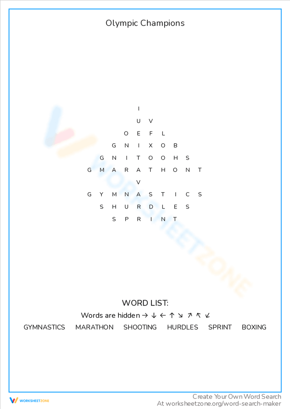 Celebrate Olympic Champions: A Sports Worksheet - Page 1