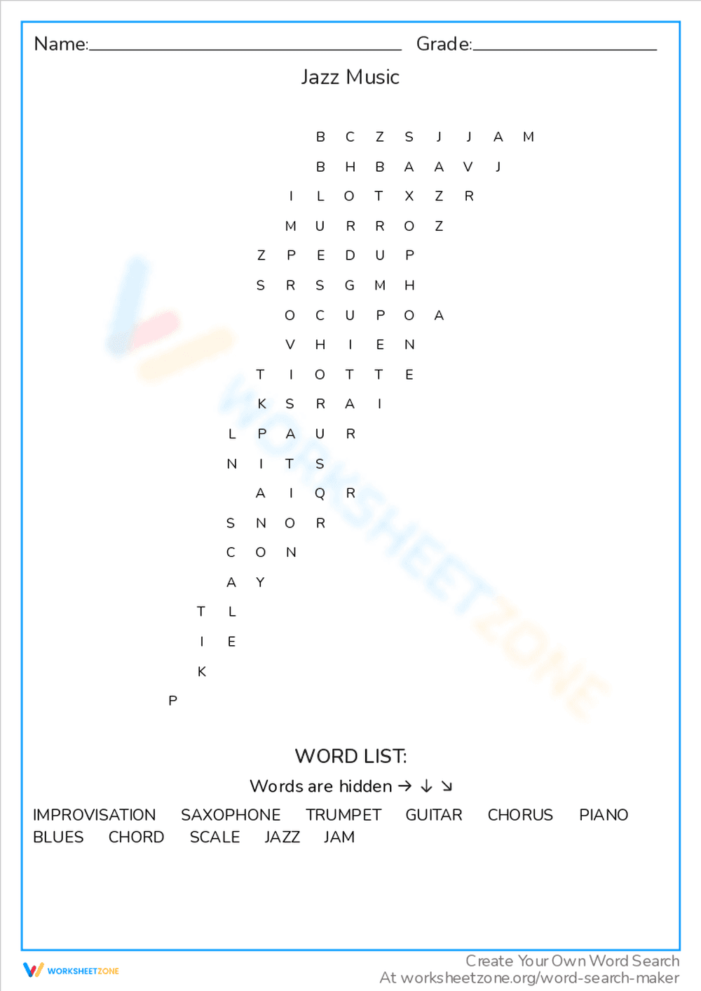 Jazz Music Word Search: Explore the Genre's Terms - Page 1