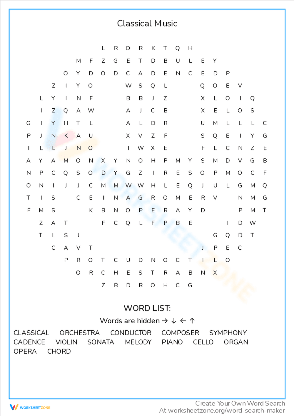 Classical Music Word Search: Explore the Composers - Page 1