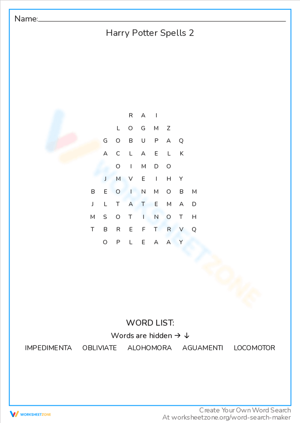 Harry Potter Spells Word Search: Magical Phrases - Page 1