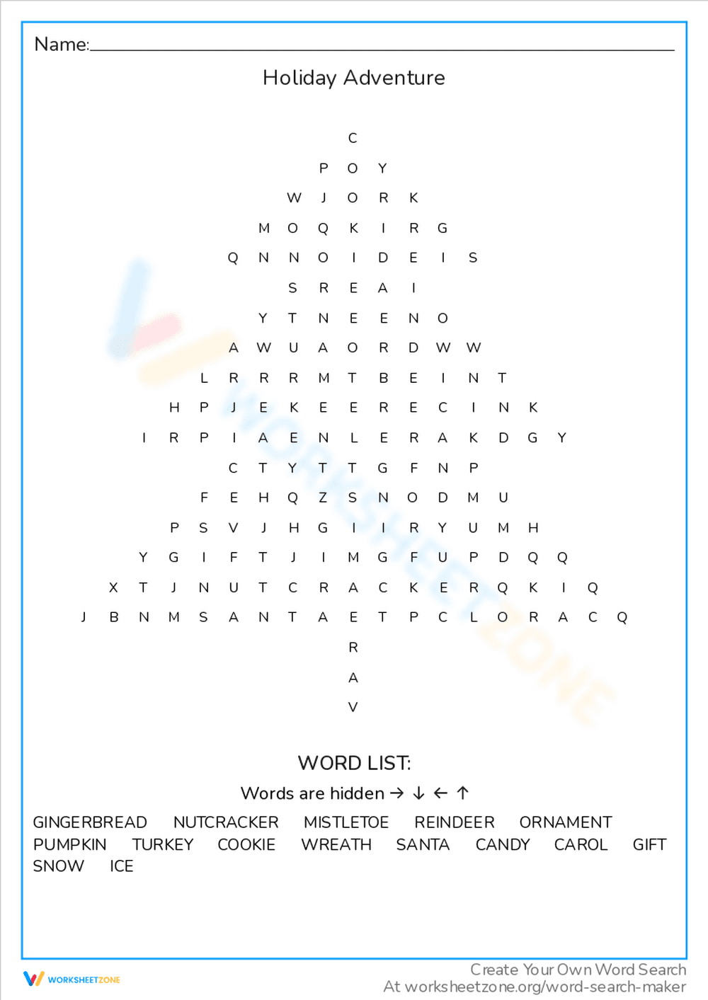 Holiday Adventure: Word Search Puzzle - Page 1