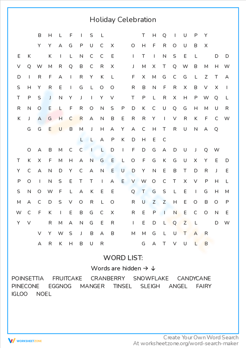 Holiday Celebration: A Word Search - Page 1