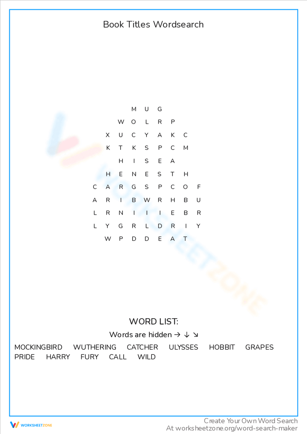Find Famous Book Titles in This Word Search - Page 1