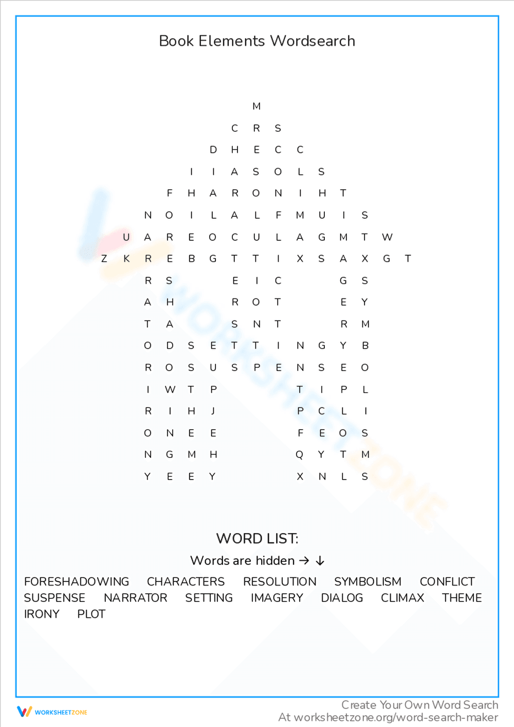 Find Key Book Elements in This Word Search - Page 1