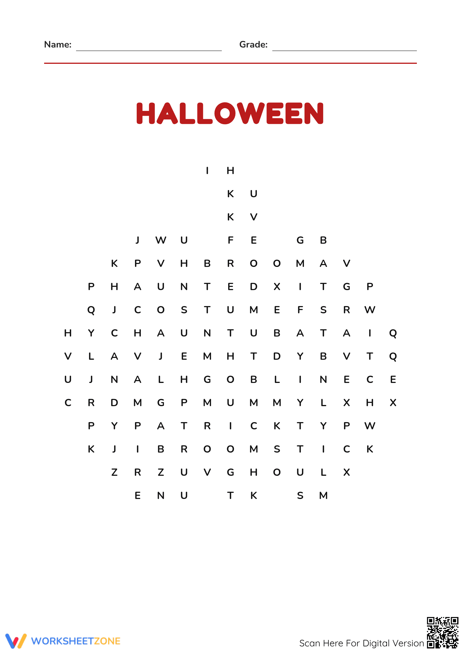 Essential Halloween Word Search | Grade 4 Printable - Page 1