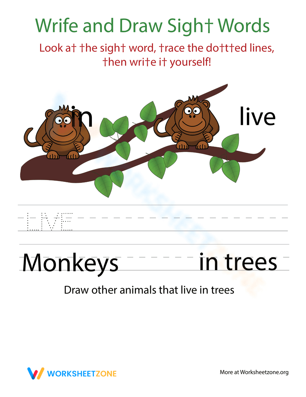 Write and Draw: Sight Words 'Live' Creative Worksheet - Page 1