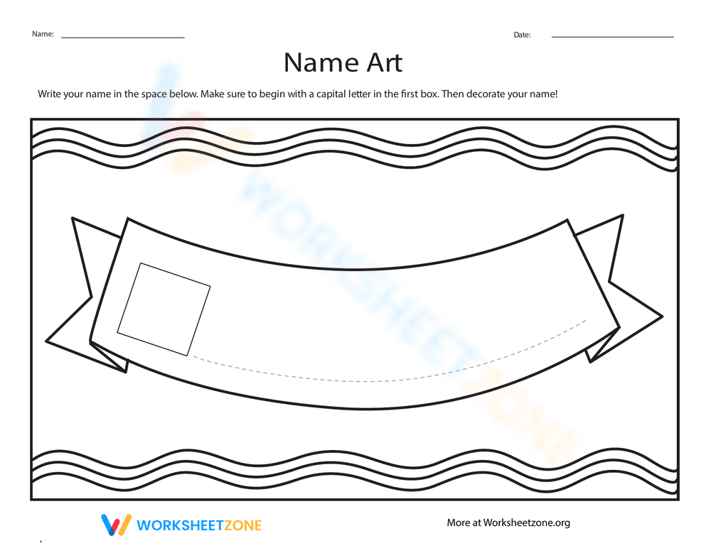 Creative First Name Art Project Worksheet - Page 1