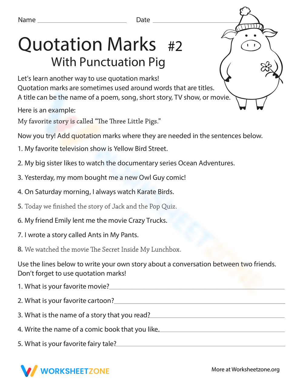 Punctuation: Quotation Marks & Titles - Page 1