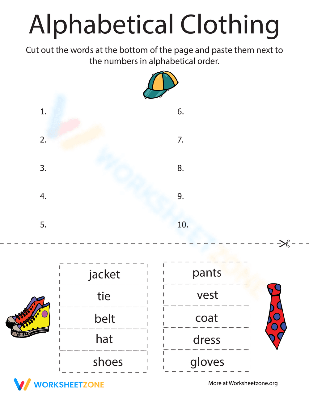 Alphabetical Accessories Worksheet - Page 1