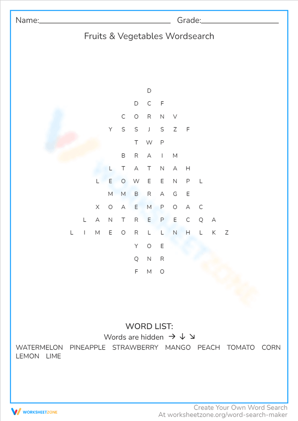 Fruits & Vegetables: A Healthy Word Search - Page 1