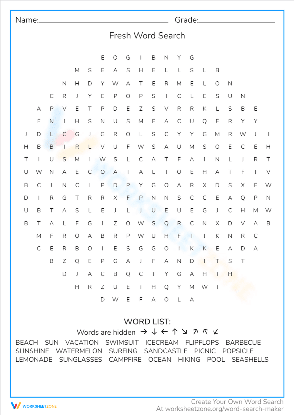 Fresh Word Search: Fun and Education - Page 1