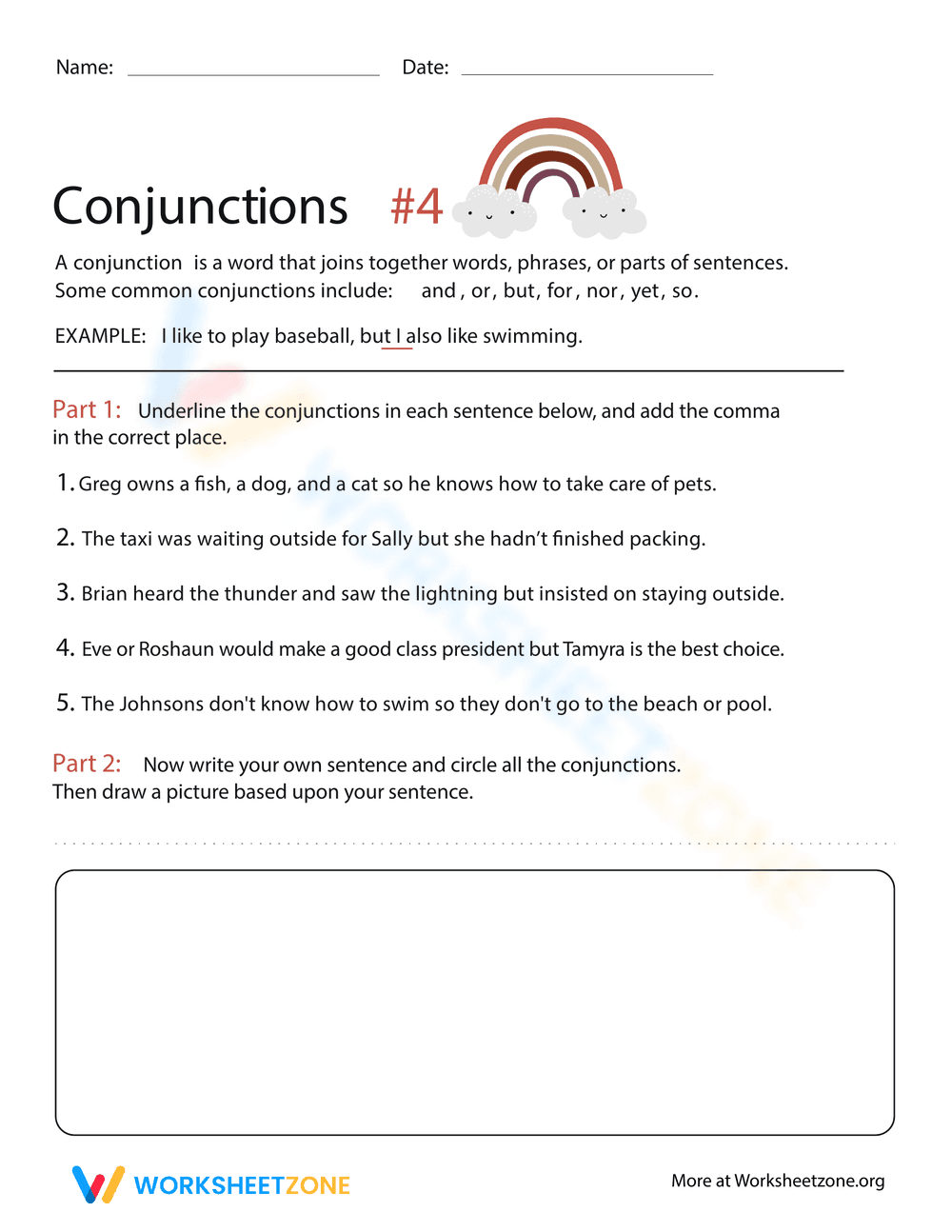 Understanding Conjunctions Worksheet - Page 1