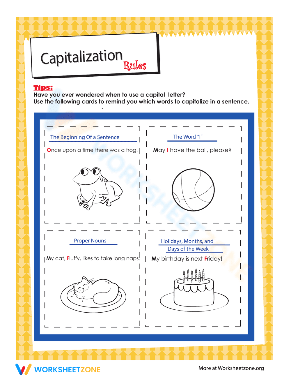 Capitalization Rules Worksheet for Kids - Page 1