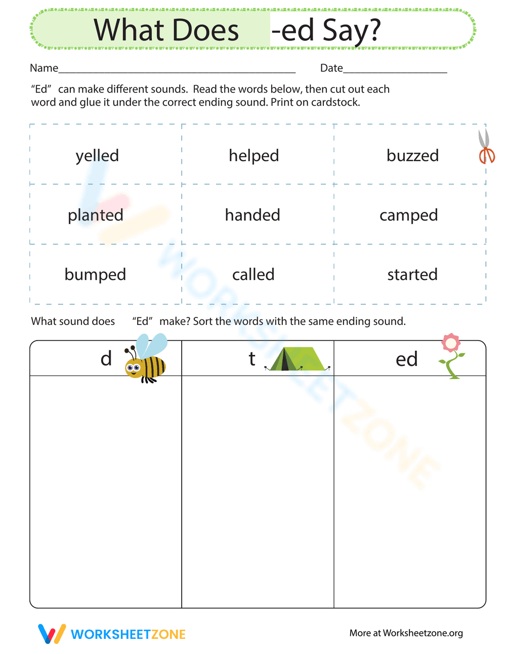 What Does ED Say? Past Tense Verbs - Page 1