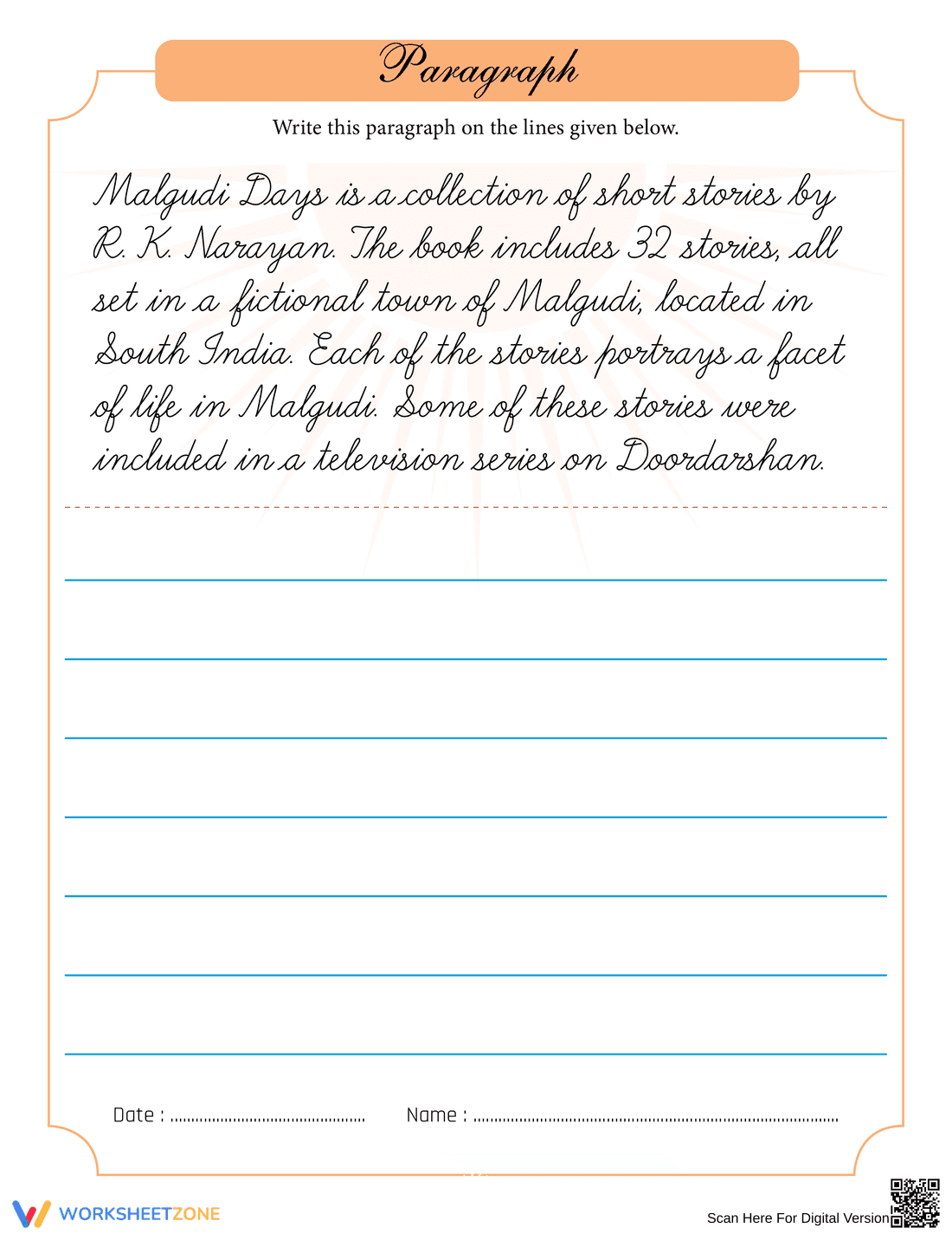 Monsoon Handwriting Practice Sheet for Kids - Page 1