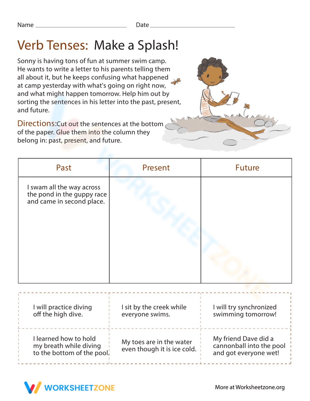 Verb Tense Practice: Make a Splash! - Page 1